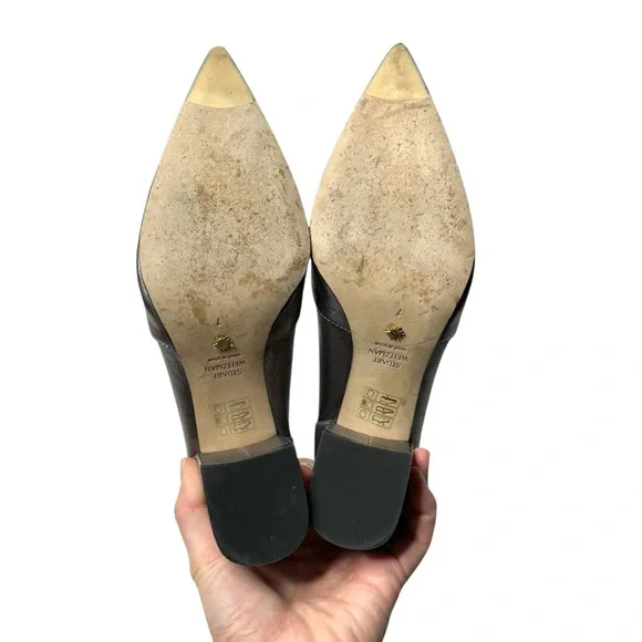 Stuart WeitzmanStuart 75 Block Metallic Stretch Bootie 9 Gunmetal